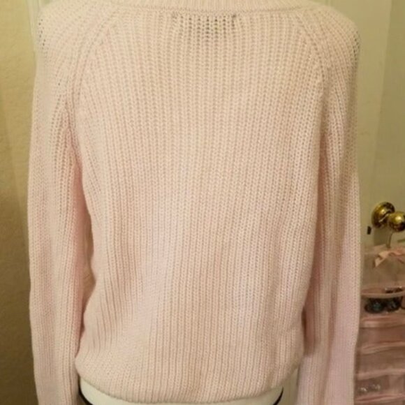 Ladies/Juniors Pink Sweater Size M VNeck with Criss Cross Tie So Cute! - Picture 2 of 2